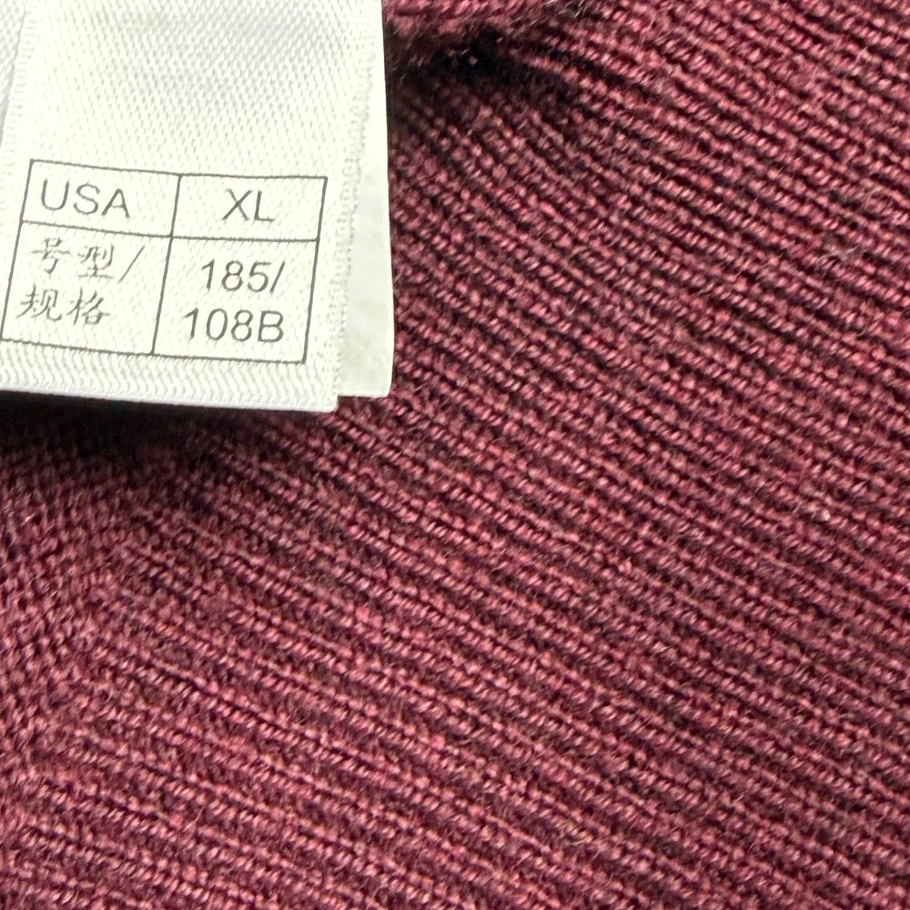 Brooks Brothers 346 Red‎ Extra Fine Merino Wool V Neck Sweater Mens XL burgundy